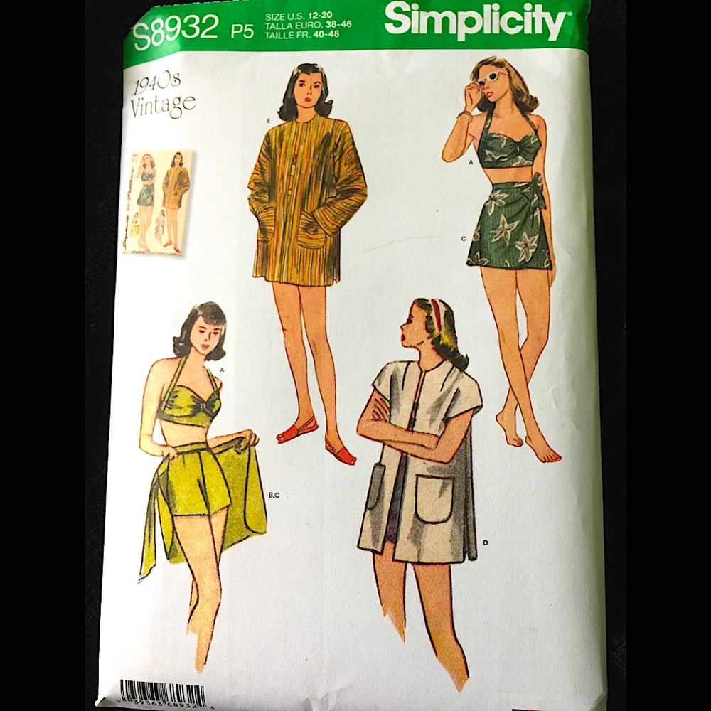 Simplicity Pattern S8932 - 1940’s Vintage Swimwear